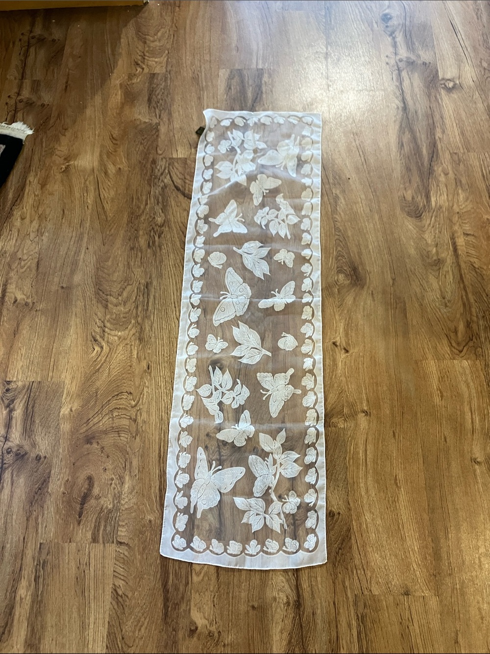 Sheer White Butterfly fashion scarf rectangle gorgeous ethereal